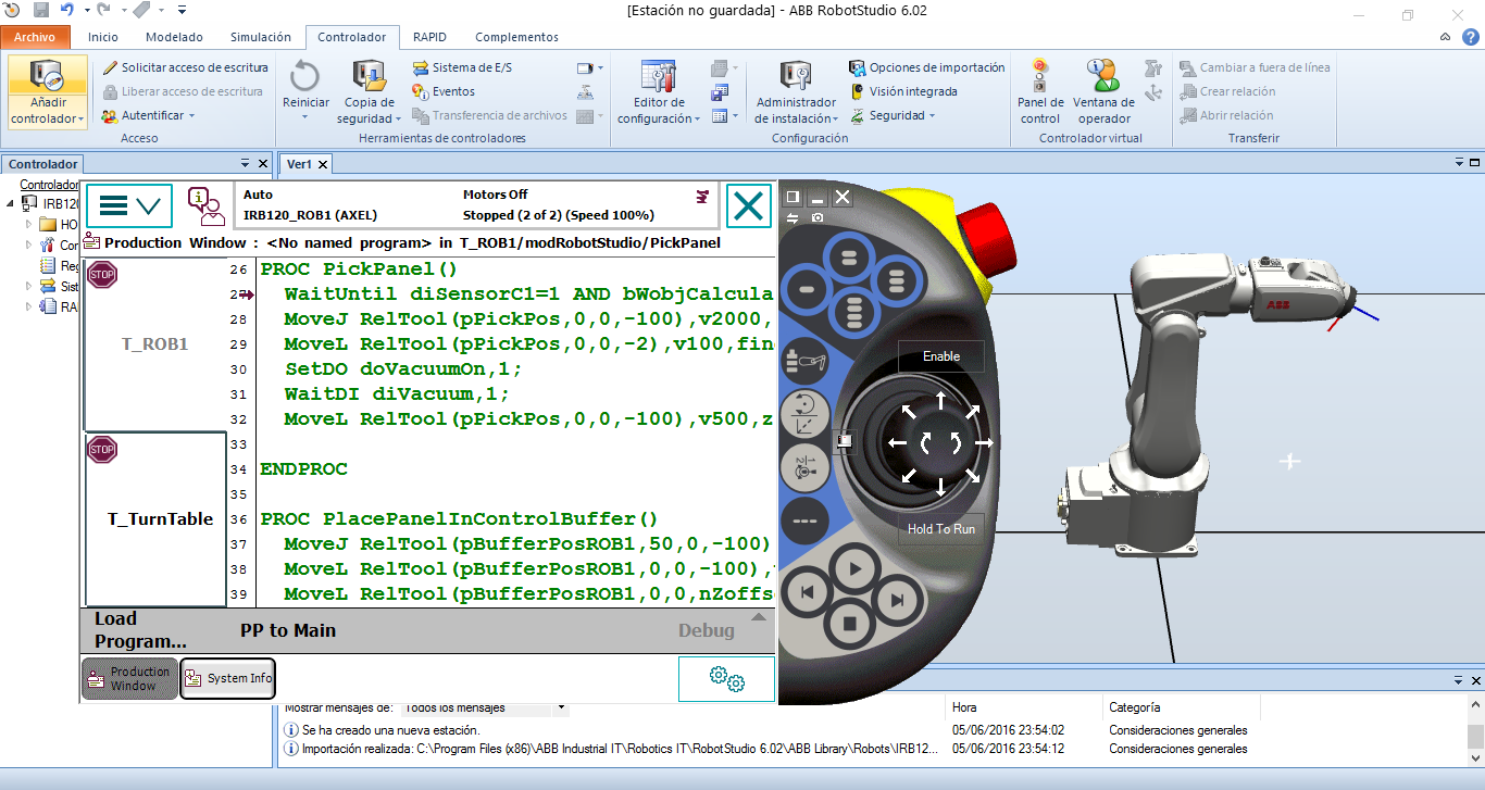 Distribución de botones de FlexPendant [8] 5.1.5 RobotStudio El RobotStudio es un software que se ejecuta en un PC.