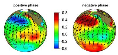Oscilación Decadal del Pacífico (PDO) Anomalías de SST durante PDO Patrón variabilidad climática de largo plazo.
