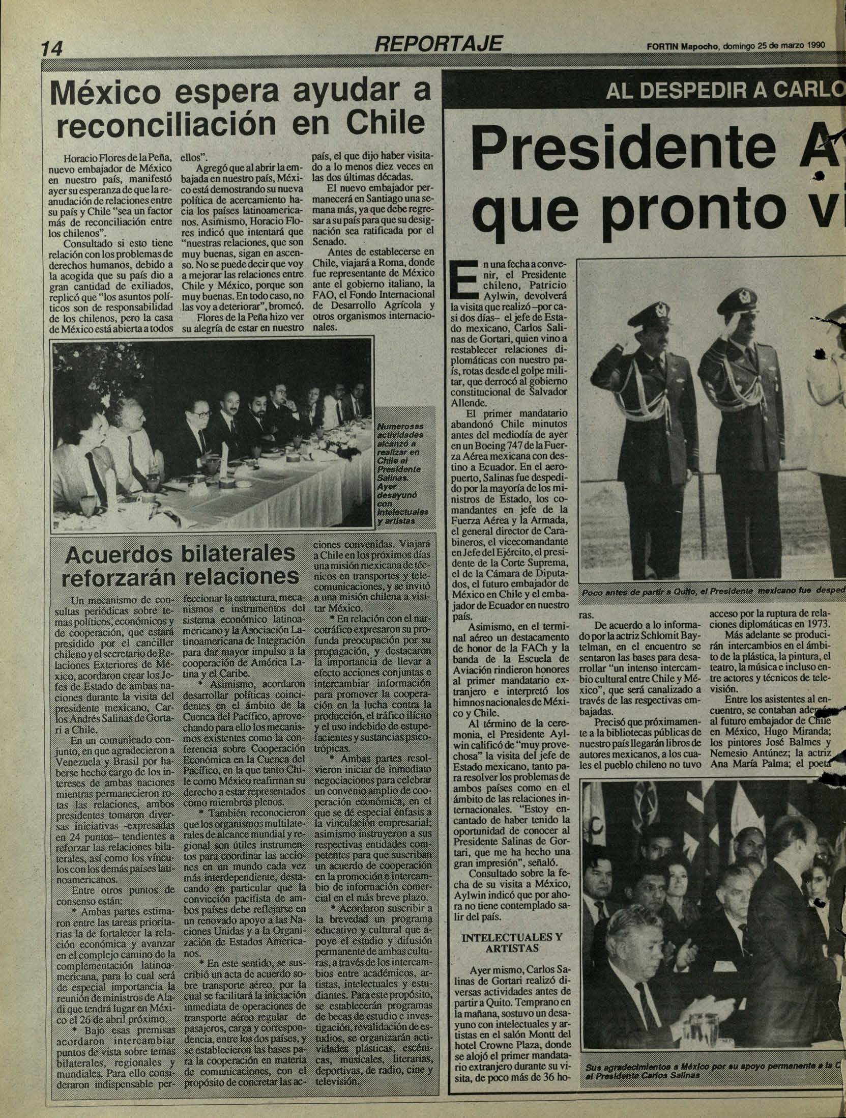 '1,4-1, REPORTAJE FORTIN Mapocho, domingo 25 de marzo 1990 PORTAJE,:::.