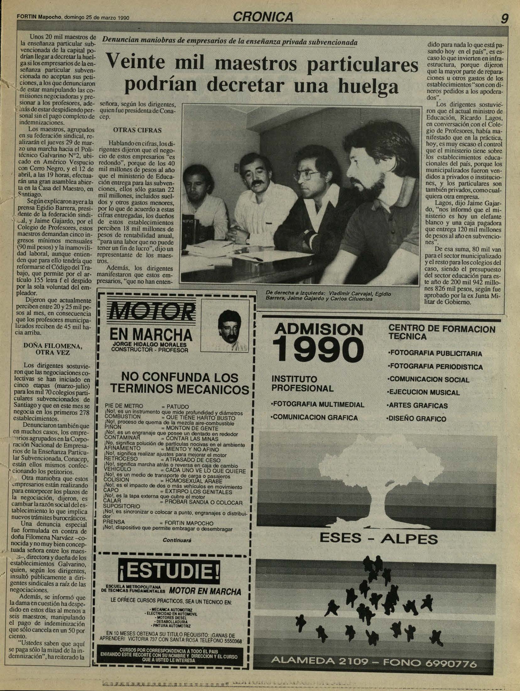 FORTIN Mapocho, domingo 25 de marzo 1990.... C..N..A.