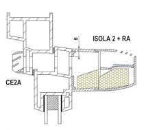 parte exterior se instala un capuchón de fachada de tipo CE2A Características acústicas : - ISOLA 2 22 + CE2A Dn,e,w (Ctr) = 39 db - ISOLA 2 30 + CE2A Dn,e,w (Ctr) = 39 db - ISOLA 2 45 + CE2A Dn,e,w