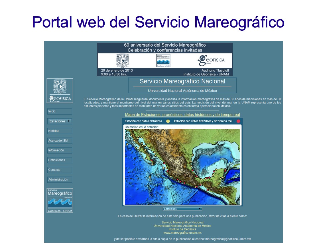 Website y base de datos http://www.mareografico.unam.