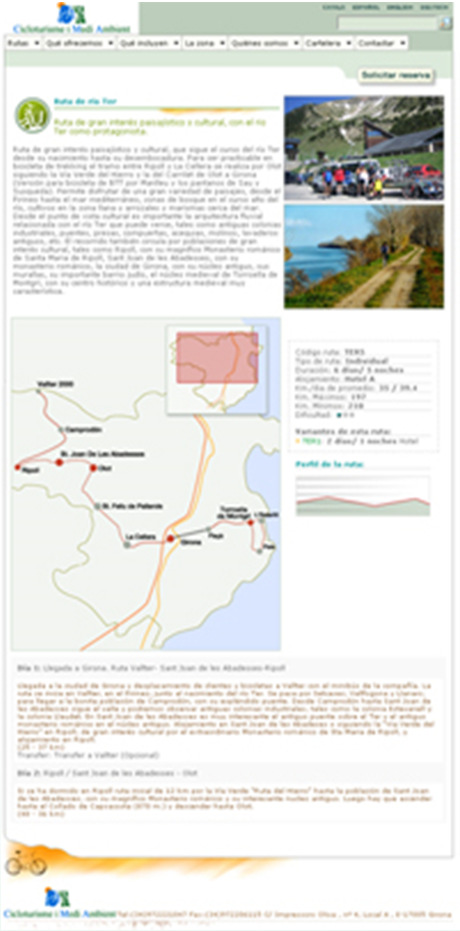Algunas de nuestras rutas por Girona Bicicleta híbrida Ruta en estrella Molí del Mig (6 días / 5 noches) Ruta de los volcanes al mar (8 días / 7 noches) Ruta gastronómica ( 7 días / 6 noches) Ruta