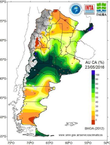 Balance de agua en el suelo al 23 de Mayo de 2016 E l balance de agua en el suelo para todo el país, muestra la situación hídrica al día 23 de Mayo de 2016.
