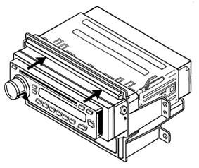 Preparación del kit 99-76 Provisión de unidad central DIN con bolsillo. Deslice la reja DIN en la carcasa del radio y sujétela doblando hacia abajo las pestañas de metal. (Figura A).