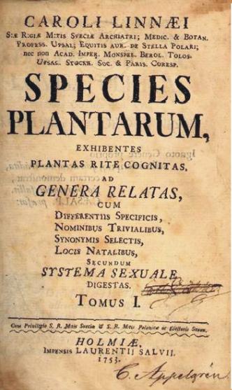 Linneo 1753 Número de especies descriptas