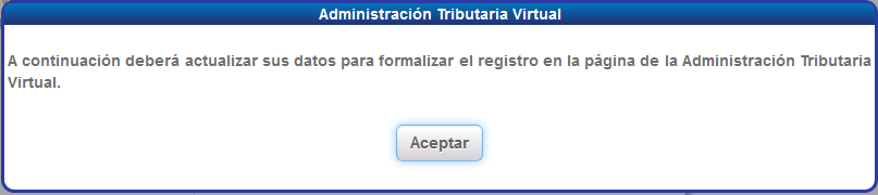 El sistema emite el mensaje la identificación con la que está creando una cuenta de usuario en el portal Administración Tributaria Virtual tiene un usuario registrado en el portal de Tributación
