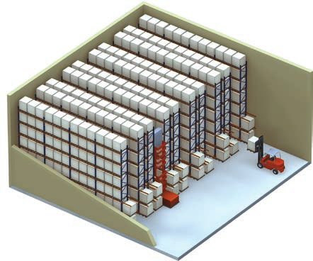 Características generales del sistema de paletización a gran altura con pasillo estrecho Se construyen almacenes con racks de gran altura separadas por pasillos de almacenaje estrecho.