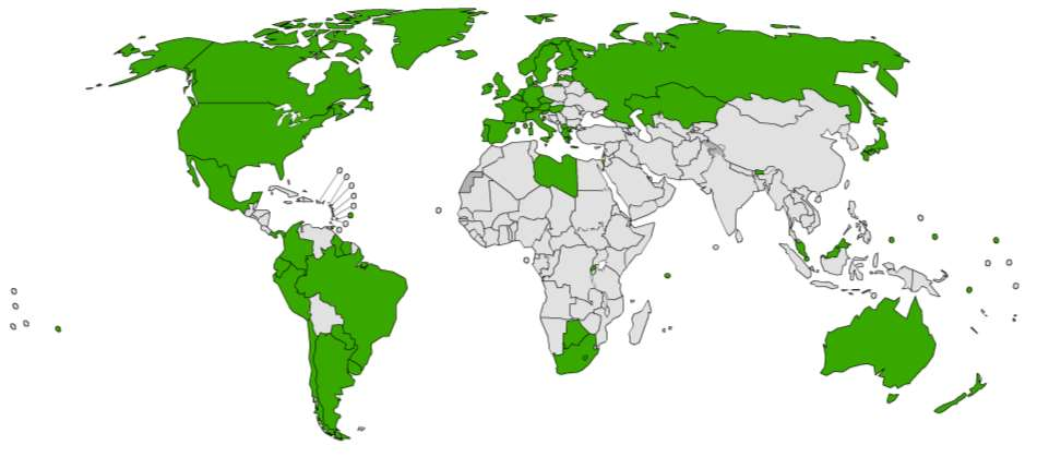 Paises que han incorporado la vacuna VPH en los Programas de Inmunización en el mundo. Introduced* to date (65 countries or 33.