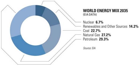 Panorama energético mundial 2013-2035 2013 2035 Tendencia Carbón 30 % 23 %