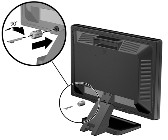 Bloqueo de seguridad de equipos para empresas HP 1. Apriete el cable de seguridad al enrollarlo alrededor de un objeto fijo. 2.