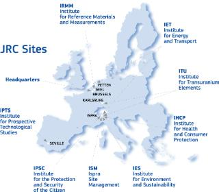 Centro Común de Investigación (JRC) Creado en 1957. 7 institutos en 5 países: Alemania, Bélgica, España, Holanda, Italia. Investigación al servicio de la Comisión.