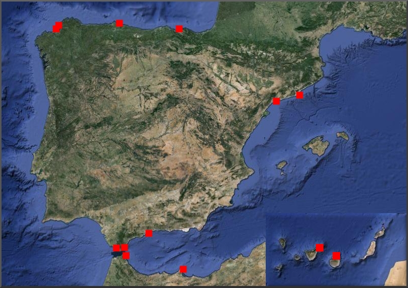 Figura 4. Distribución de las boyas de la red costera en el año 2015 Código Nombre Boya Latitud Longitud Prof. Fondeo Inicio medidas Muestreo Instalación 1103 Boya de Bilbao 43.40º -3.