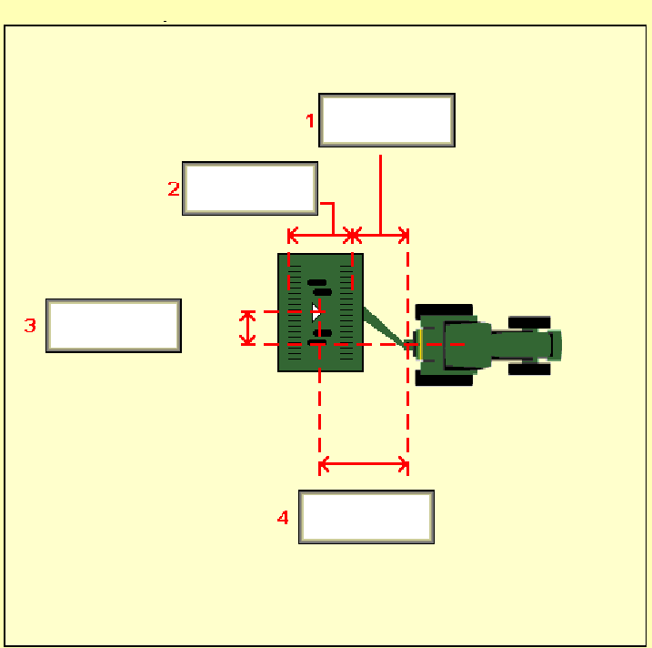 Generalidades de GreenStar GreenStar - Apero 12,6 (m) 4,5 (m) 0,0 (cm) 23,3 (m) 1- Distancia en línea desde el punto de conexión (o pivote) al primer punto de trabajo del apero.