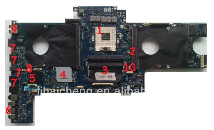 Motherboard de portátil Board mx18 solo para Alienware m18x Factor de forma ATX 1. Socket 478 para procesadores Intelcore I 2. Interfaz de disco duro 2.5 Sata 3.