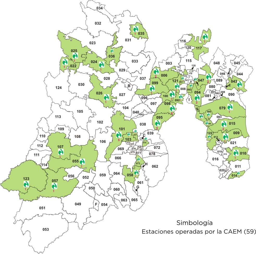 Estaciones meteorológicas automatizadas ubicadas en el Estado de México Cuenca