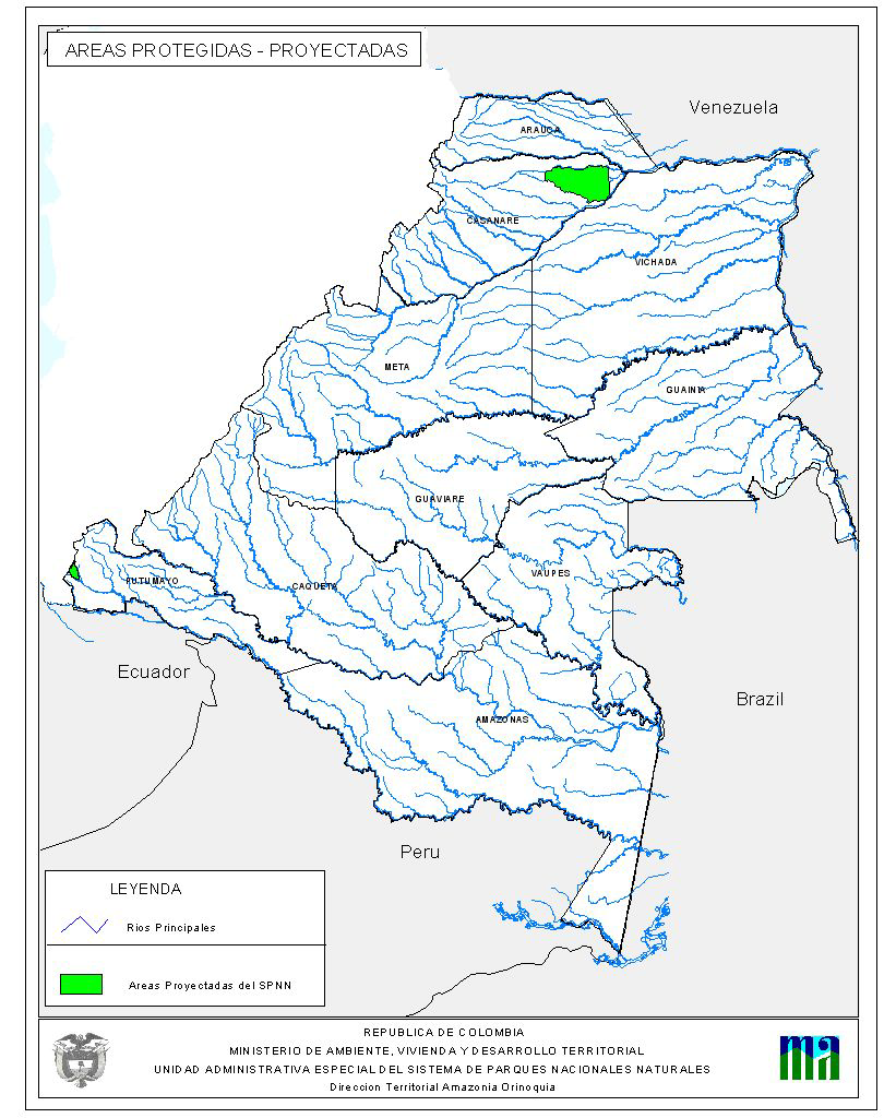 Areas Protegidas Proyectadas 2005 Dirección Territorial Amazonía Orinoquía Fuente: Sistema de Información DTAO Sabanas de la llanura