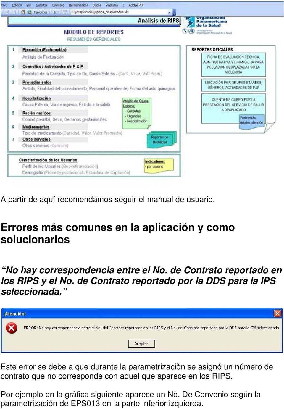 de Contrato reportado en los RIPS y el No. de Contrato reportado por la DDS para la IPS seleccionada.