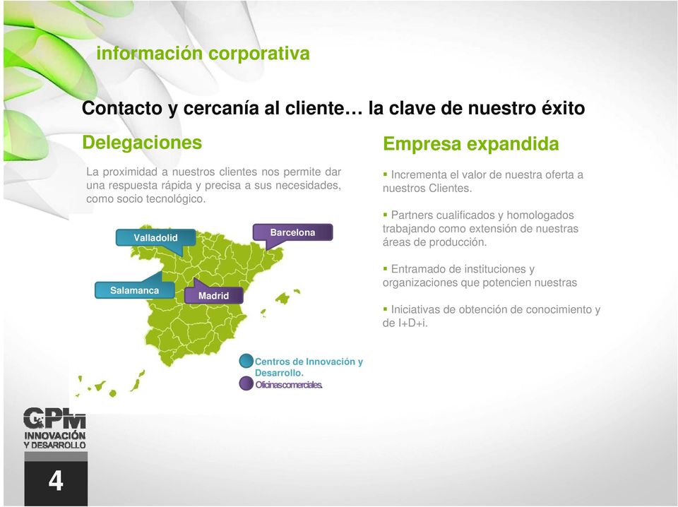 Barcelona Valladolid Empresa expandida Incrementa el valor de nuestra oferta a nuestros Clientes.