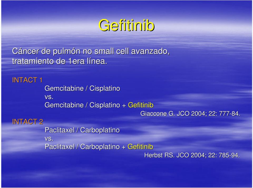 Gemcitabine / Cisplatino + Gefitinib Paclitaxel / Carboplatino vs.