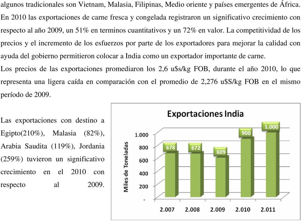 La competitividad de los precios y el incremento de los esfuerzos por parte de los exportadores para mejorar la calidad con ayuda del gobierno permitieron colocar a India como un exportador