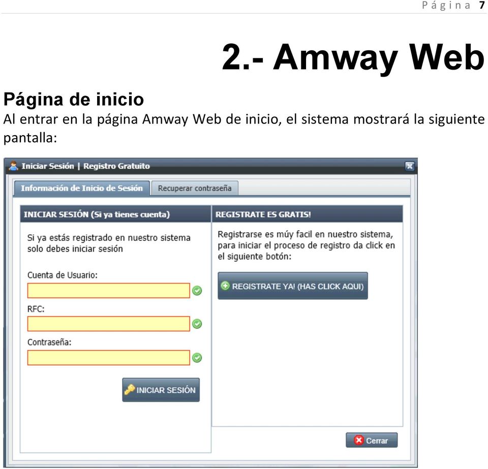 entrar en la página Amway Web