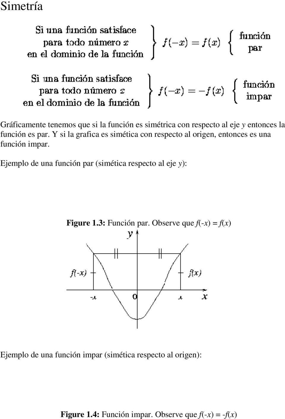 Ejemplo de una función par (simética respecto al eje y): Figure 1.3: Función par.
