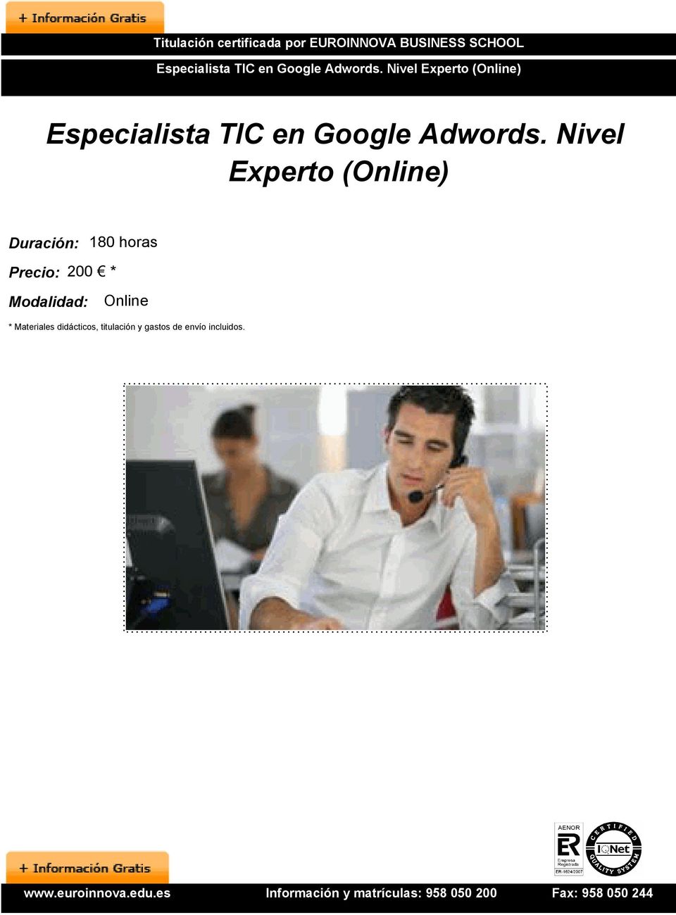 Nivel Experto (Online) Especialista TIC  Nivel Experto (Online)