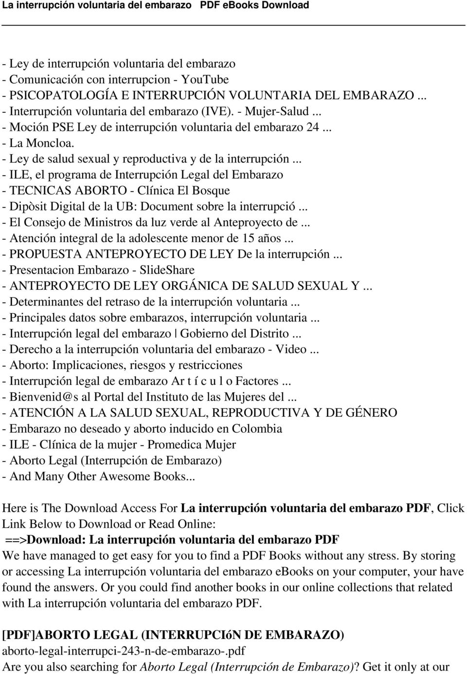 .. - ILE, el programa de Interrupción Legal del Embarazo - TECNICAS ABORTO - Clínica El Bosque - Dipòsit Digital de la UB: Document sobre la interrupció.