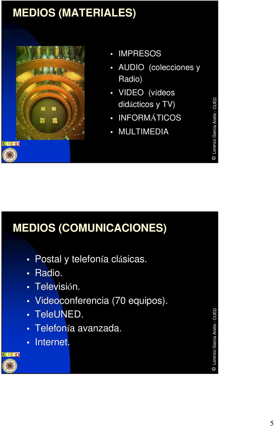 (COMUNICACIONES) Postal y telefonía clásicas. Radio. Televisión.
