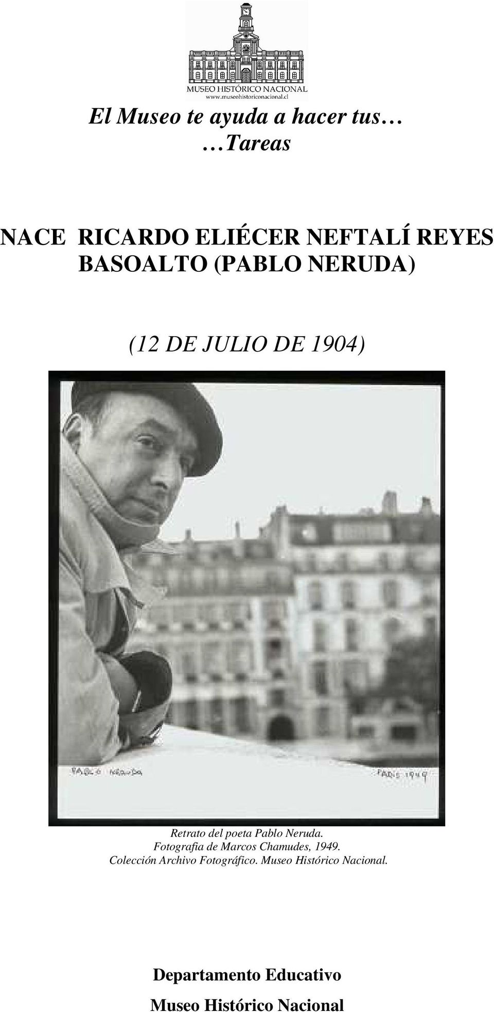 Retrato del poeta Pablo Neruda. Colección Archivo Fotográfico.