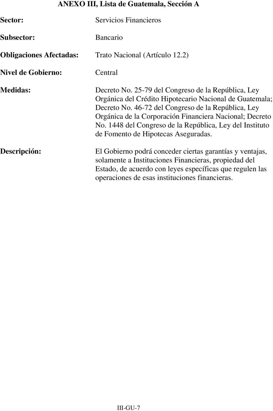 46-72 del Congreso de la República, Ley Orgánica de la Corporación Financiera Nacional; Decreto No.