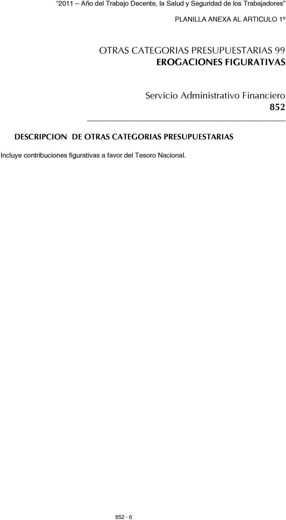 DESCRIPCION DE OTRAS CATEGORIAS PRESUPUESTARIAS