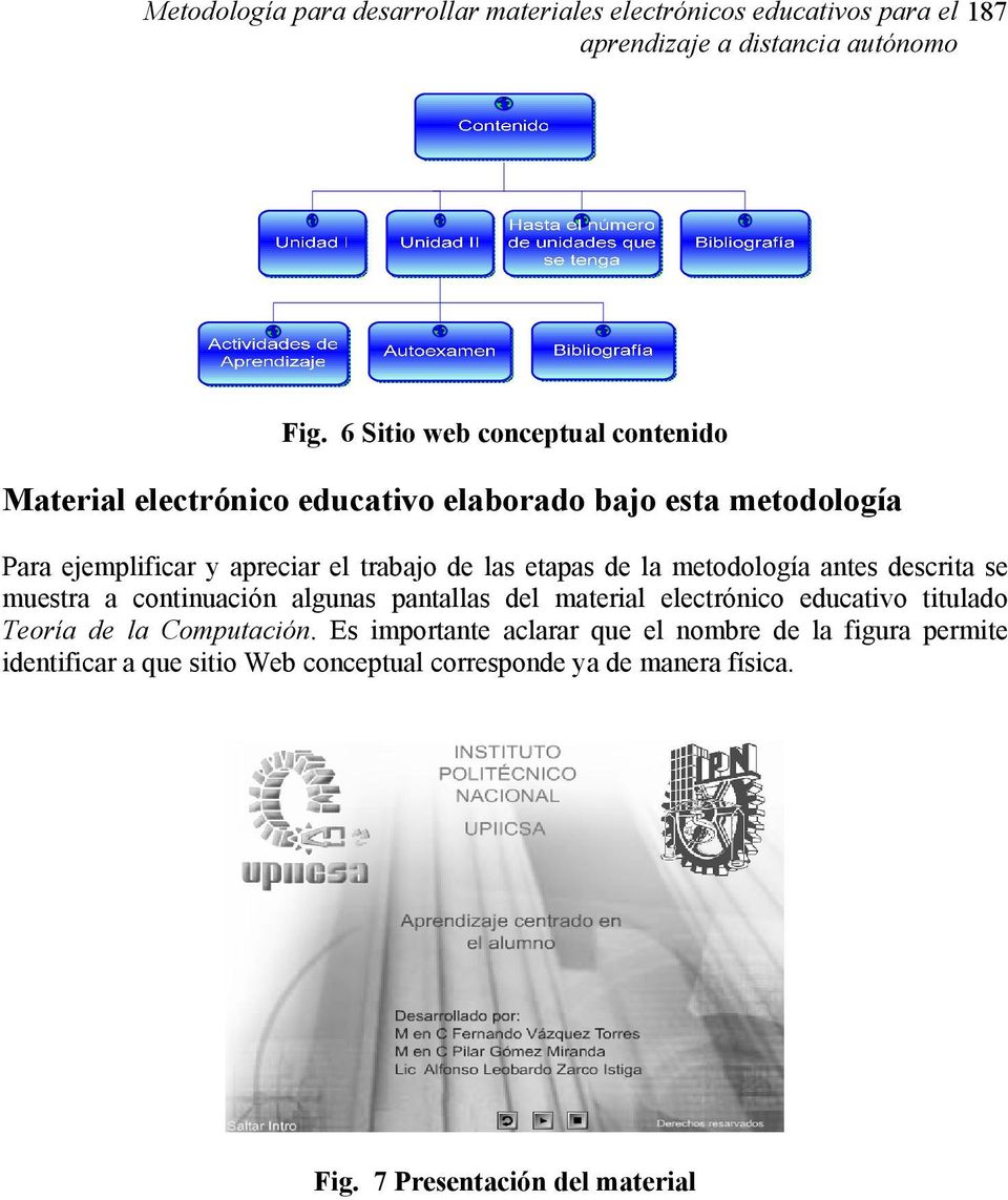 etapas de la metodología antes descrita se muestra a continuación algunas pantallas del material electrónico educativo titulado Teoría de la