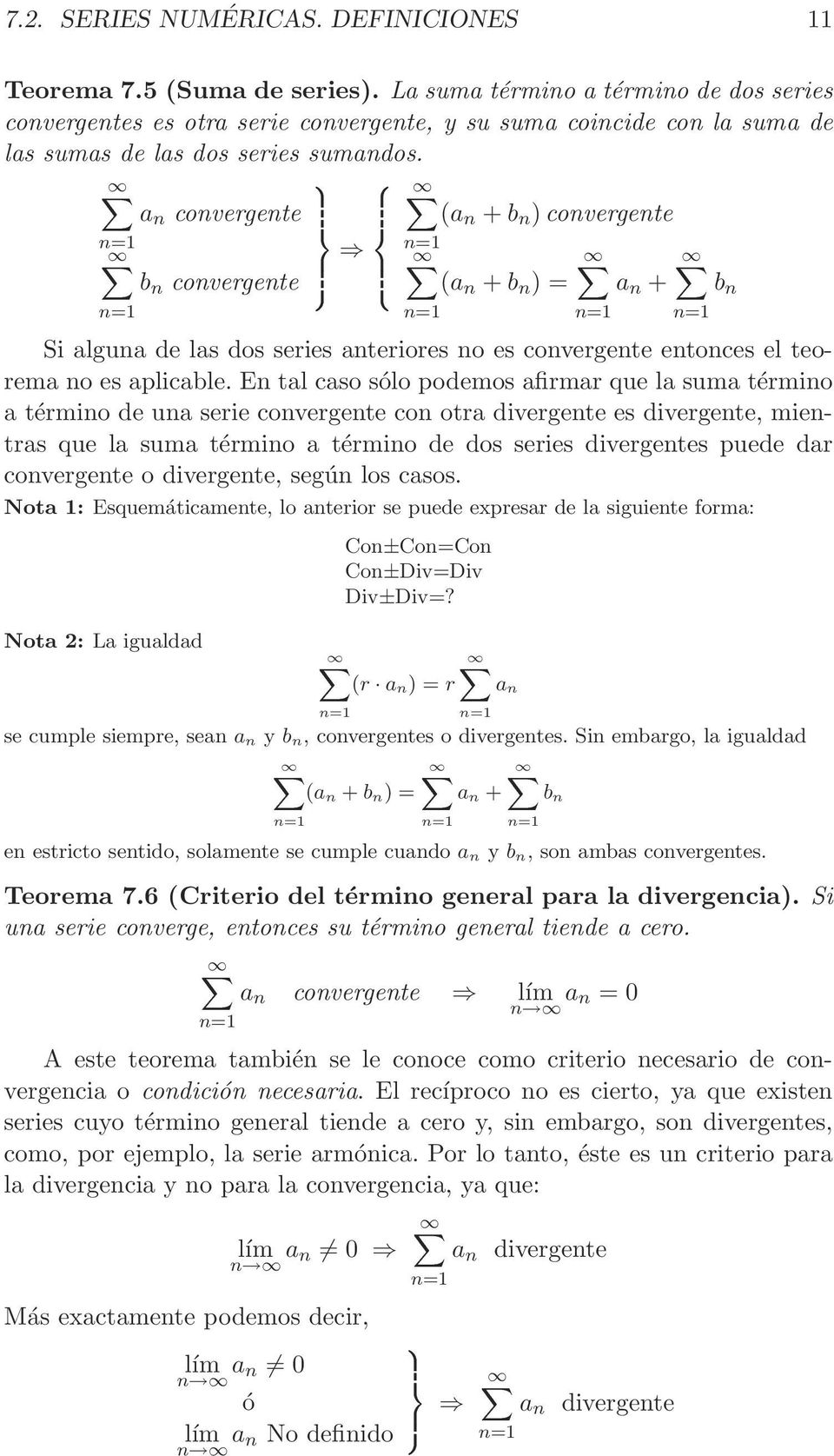 a covergete b covergete (a + b ) covergete (a + b ) a + b Si algua de las dos series ateriores o es covergete etoces el teoremaoesaplicable.
