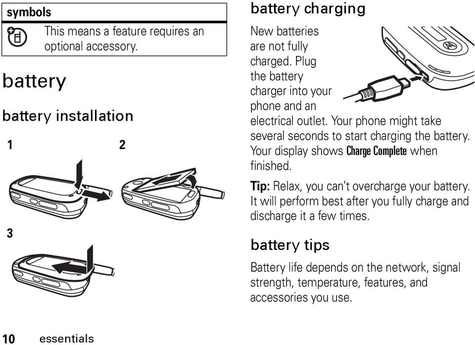 Plug the battery charger into your phone and an electrical outlet. Your phone might take several seconds to start charging the battery.