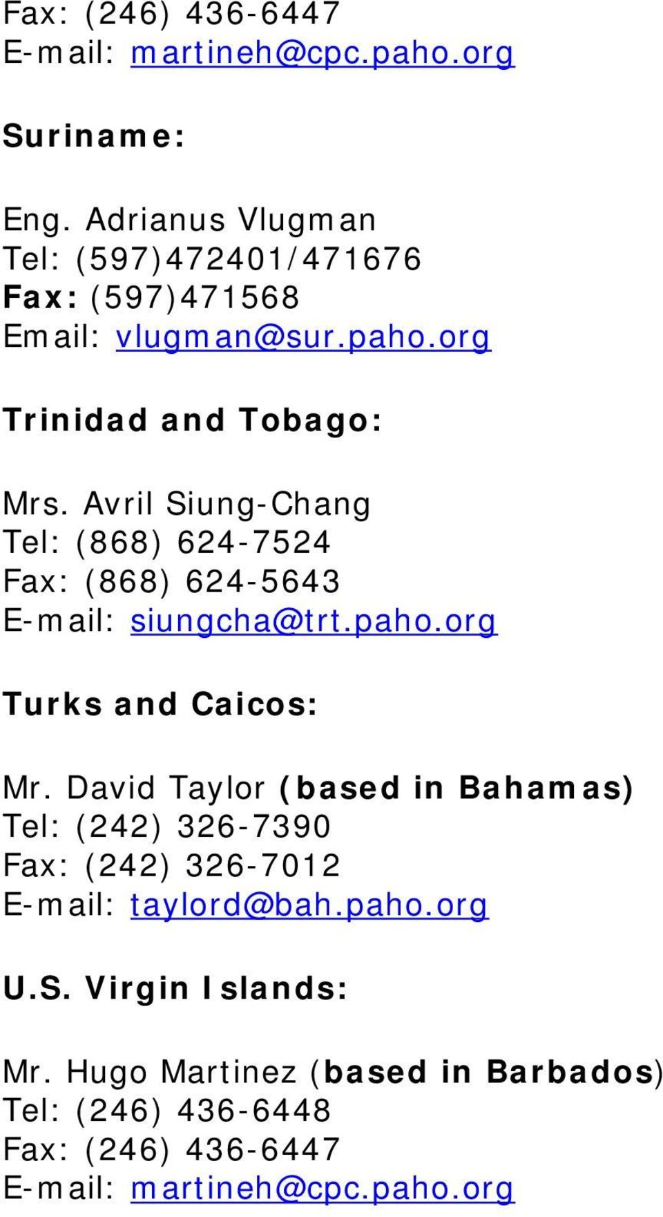 org Trinidad and Tobago: Mrs.
