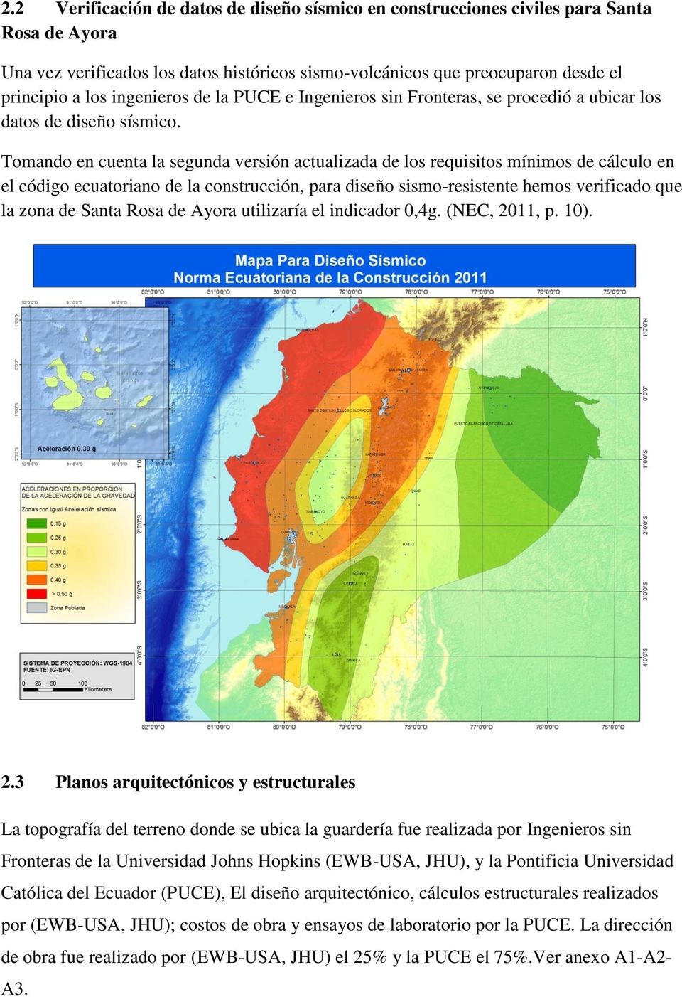 Tomando en cuenta la segunda versión actualizada de los requisitos mínimos de cálculo en el código ecuatoriano de la construcción, para diseño sismo-resistente hemos verificado que la zona de Santa