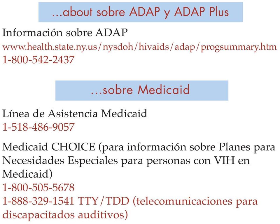 ..sobre Medicaid Línea de Asistencia Medicaid 1-518-486-9057 Medicaid CHOICE (para información