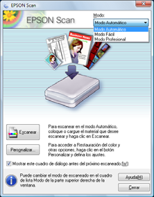 Windows: haga doble clic en el icono EPSON Scan situado en el escritorio de su computadora. Macintosh: haga doble clic en EPSON Scan en la carpeta Aplicaciones.