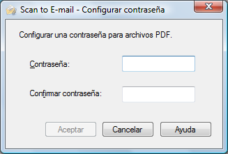 Adjuntar archivos a un mensaje de correo electrónico SUGERENCIA Cuando se selecciona la casilla de selección [Configurar "Contraseña de apertura de documento" para archivos PDF] en la ventana [Scan