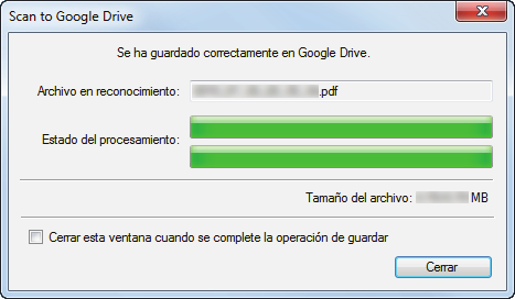 Guardar documentos en Google Drive Google Drive no se inicia después de que el almacenamiento haya finalizado.