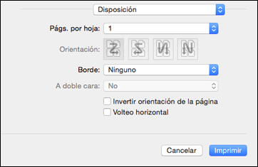 Cómo seleccionar las opciones de composición de página - OS X Puede seleccionar una variedad de opciones de composición para su documento o foto seleccionando Disposición en el menú desplegable de la