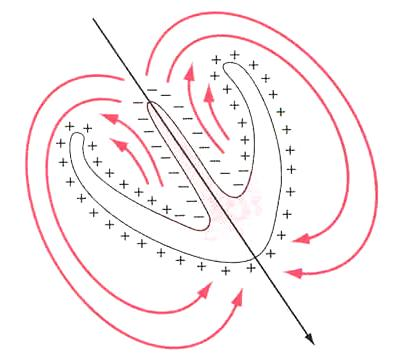 Los potenciales eléctricos podemos expresarlos con vectores El potencial eléctrico podemos expresarlo con un vector: flecha que indica la dirección del potencial (punta en dirección +) y la longitud