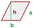 13 El área de un romboide es el producto de su base y su altura: Área romboide = base altura = b h Ejemplo: Si tenemos un romboide de 5 cm de base y 4 cm de altura su área es 5 4 = 0 cm.