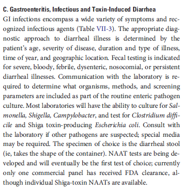 Rol de los NAAT en el diagnóstico de diarrea Infectious Diseases Society of America (IDSA). 2013.