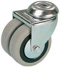 261/262/263 SERIE DUPLEX kgs. : Giratorio doble de acero estampado de 2 m/m. de espesor con taladro liso pasador para tornillo, espiga roscada ó platina base de sujeción horizontal.