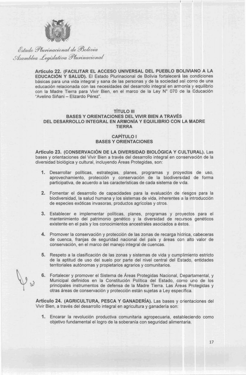Artículo 22. (FACILITAR EL ACCESO UNIVERSAL DEL PUEBLO BOLIVIANO A LA EDUCACIÓN Y SALUD).