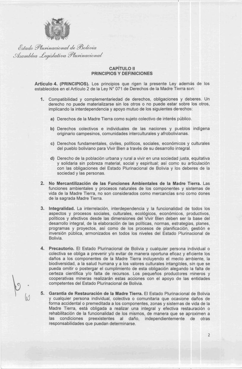 CAP~TULO 11 PRINCIPIOS Y DEFINICIONES Articulo 4. (PRINCIPIOS).