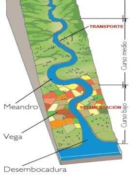 4. Acción geológica de los ríos Zonas templadas y cálidas, con abundantes precipitaciones y más o menos constantes.
